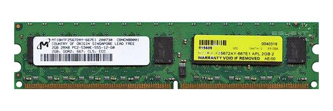 Paměť RAM 1x 2GB Micron ECC UNBUFFERED DDR2 667MHz PC2-5300 UDIMM | MT18HTF25672AY-667A3