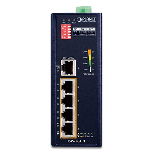 Přepínač Planet ISW-504PT 5x 100Mb 120 W PoE+